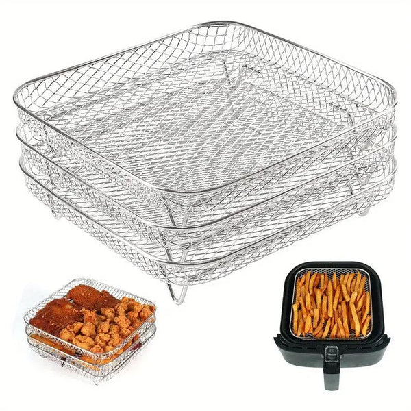 Air Fryer Grill Rack Multi Layer Removable Shelf Mesh For Cooking Bbq Round Air Fryers