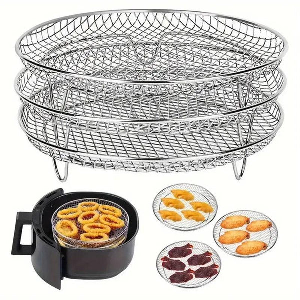 Air Fryer Grill Rack Multi Layer Removable Shelf Mesh For Cooking Bbq Round Air Fryers