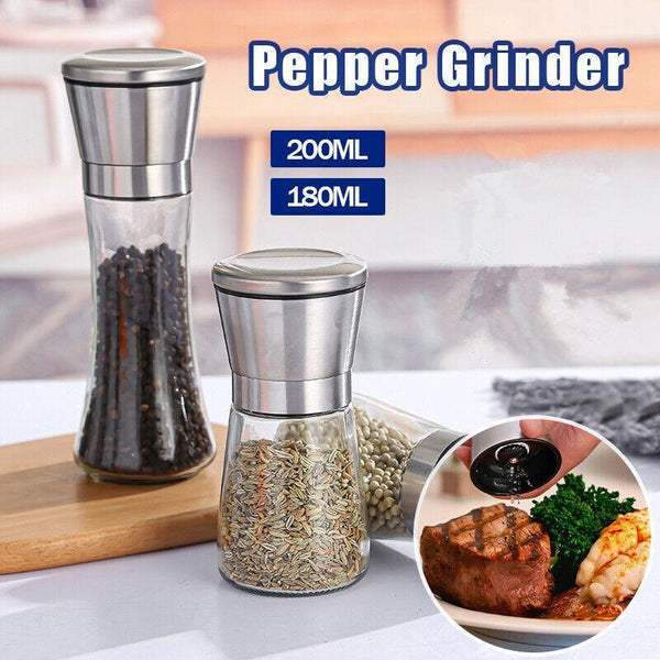 Stainless Steel Manual Salt And Pepper Grinder With Adjustable Ceramic Core 200Ml Salt & Pepper