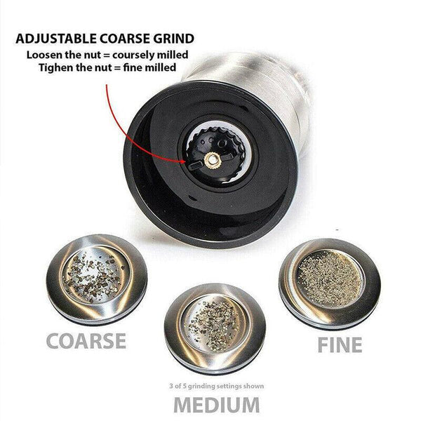 Stainless Steel Manual Salt And Pepper Grinder With Adjustable Ceramic Core 200Ml Salt & Pepper