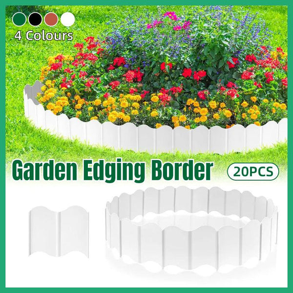 20Pcs Garden Edging Fence Decorative Plastic Lawn Border Panels Landscaping Green Garden Edging & Borders