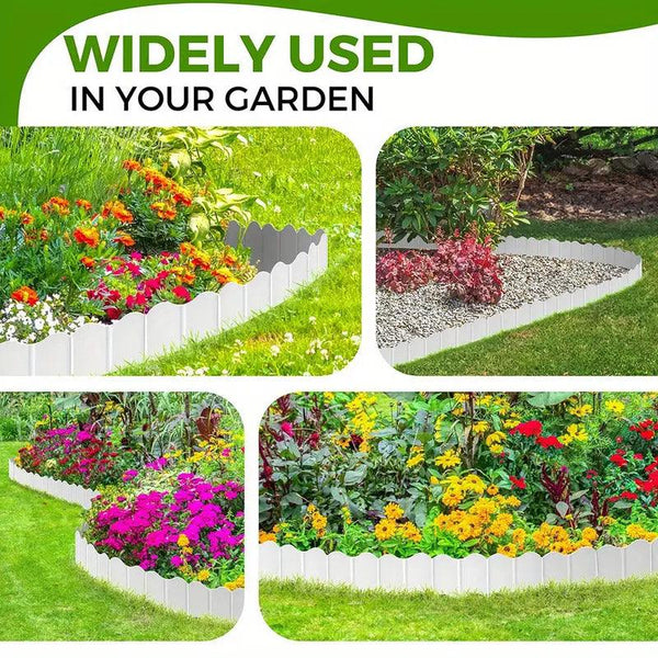 20Pcs Garden Edging Fence Decorative Plastic Lawn Border Panels Landscaping Green Garden Edging & Borders
