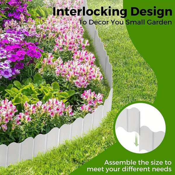 20Pcs Garden Edging Fence Decorative Plastic Lawn Border Panels Landscaping Green Garden Edging & Borders