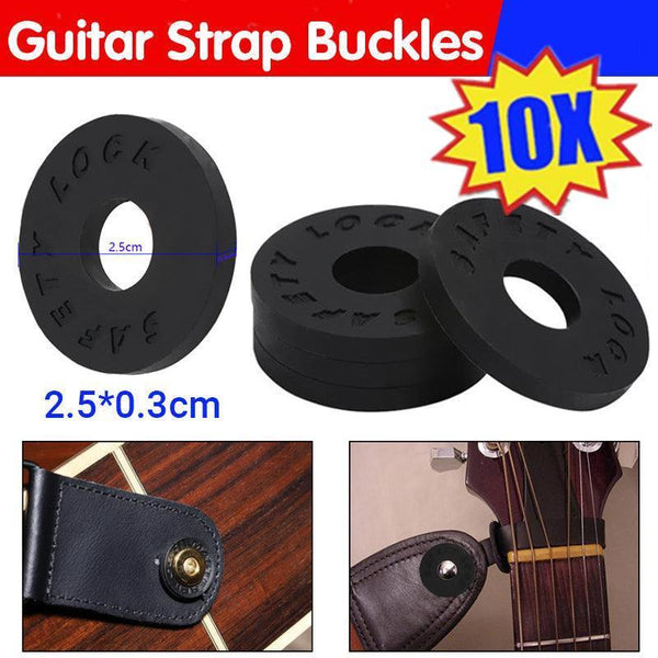 10X Black Guitar Strap Locks Anti Slip For Acoustic Electric & Bass Guitars Guitar Accessories