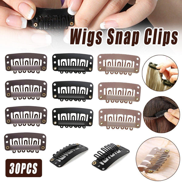 30Pcs New Wig Snap Clips For Hair Extension Weft 32Mm All Colors Styling Brown Hair Extensions