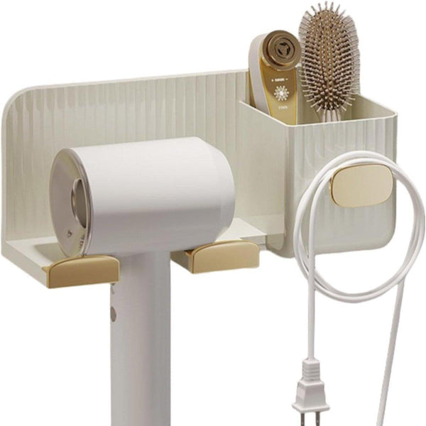 Hair Dryer Holder Rack Plastic Wall Mount No Drill Bathroom Organizer Storage Gold Wall Hooks & Hangers