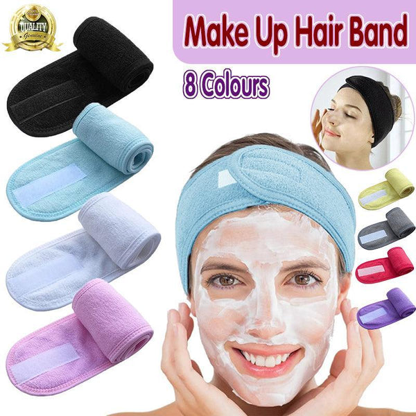 8 Colours Wrap Head Band Hairband Adjustable Facial Make Up Face Wash Au Grey Headbands