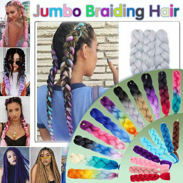 Coloured Jumbo Braiding Braids Twist Hight Temperature Kanekalon 1# Hair Extensions