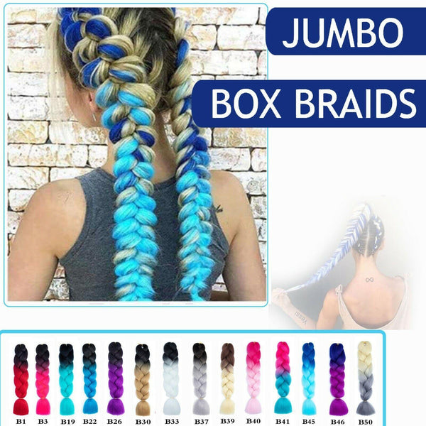 Coloured Jumbo Braiding Braids Twist Hight Temperature Kanekalon 1# Hair Extensions