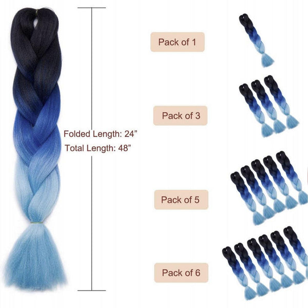 Coloured Jumbo Braiding Braids Twist Hight Temperature Kanekalon 1# Hair Extensions