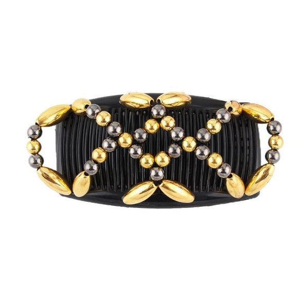 Beaded Stretchy Easy Magic Hair Comb Elastic Double Clip Accessories Gold Brushes & Combs