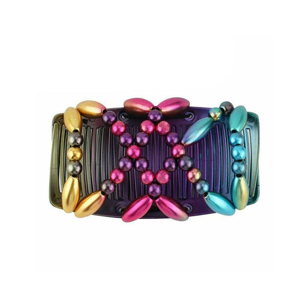 Beaded Stretchy Easy Magic Hair Comb Elastic Double Clip Accessories Gold Brushes & Combs