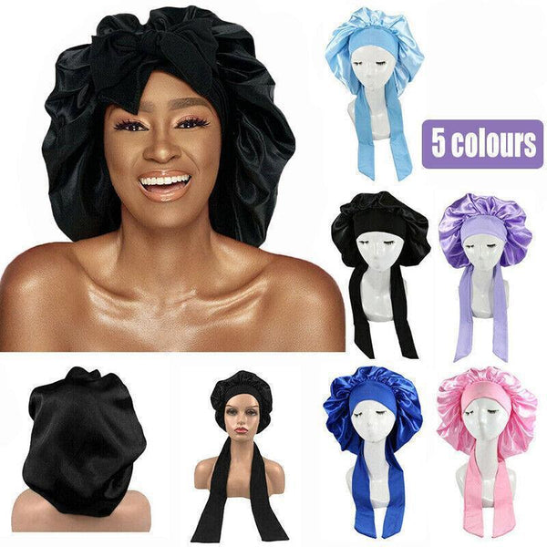 Sleeping Bonnet Hair Wrap Silk Satin Cap Women Elastic Night Hat Soft Headwear Pink Hair Accessories