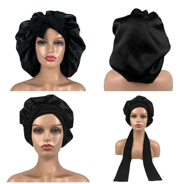 Sleeping Bonnet Hair Wrap Silk Satin Cap Women Elastic Night Hat Soft Headwear Pink Hair Accessories