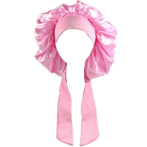 Sleeping Bonnet Hair Wrap Silk Satin Cap Women Elastic Night Hat Soft Headwear Pink Hair Accessories
