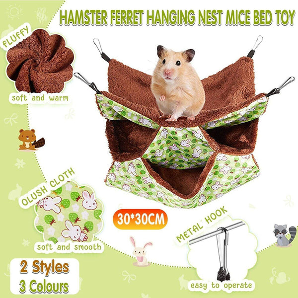 Hanging Hammock Nest Bed For Hamster Guinea Pig Ferret Rat Mice Cage Warmer Toy Green Rabbit Small Animal Supplies