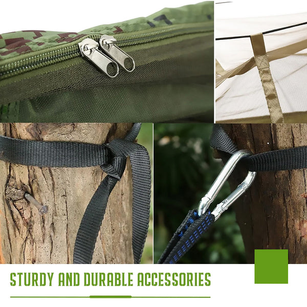 Camping Hammock Tent Set Double Outdoor Hanging Bed With Mosquito Net For Travel Army Green Hammocks