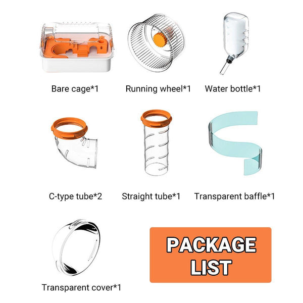 Acrylic Tunnel Hamster Cage Gold Wire Bite Proof Luxury Small Pet Habitat Small Animal Cages & Hutches