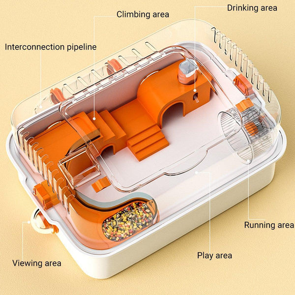 Acrylic Tunnel Hamster Cage Gold Wire Bite Proof Luxury Small Pet Habitat Small Animal Cages & Hutches
