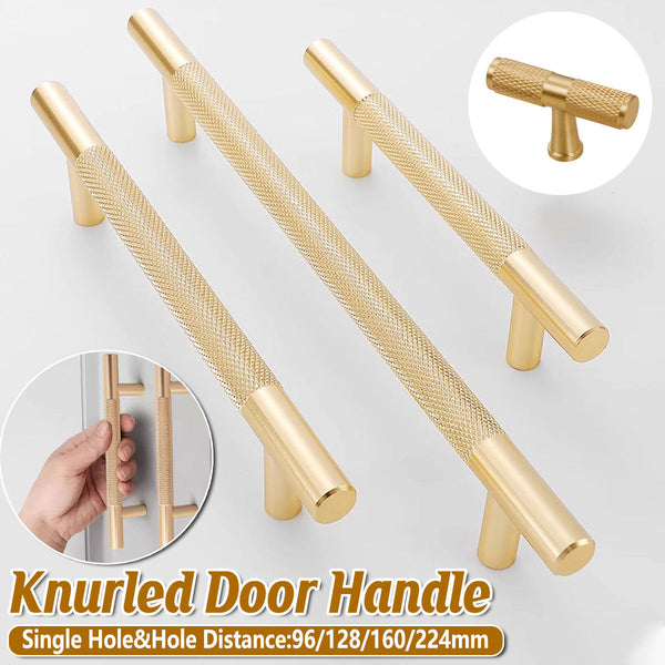 Light Luxury Cabinet Handle Full Copper Gold Straight Knurled Drawer Door Pull 224Mm Cabinet Pulls