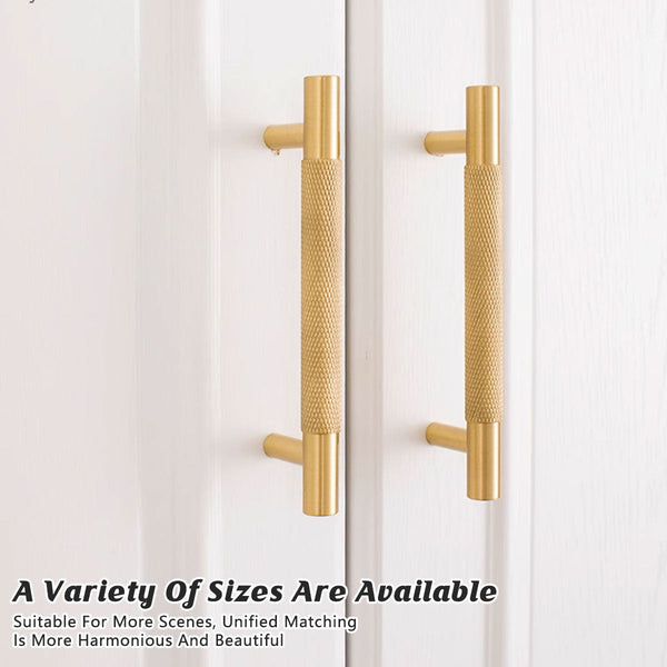 Light Luxury Cabinet Handle Full Copper Gold Straight Knurled Drawer Door Pull 224Mm Cabinet Pulls