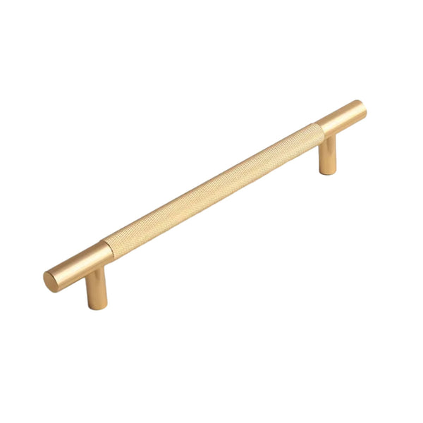 Light Luxury Cabinet Handle Full Copper Gold Straight Knurled Drawer Door Pull 224Mm Cabinet Pulls