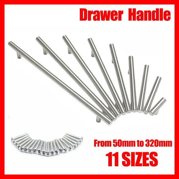 5Pcs Silver Kitchen Cabinet Door Handles Stainless Steel Drawer Pull T Bar 100Mm/64Mm Cabinet Pulls