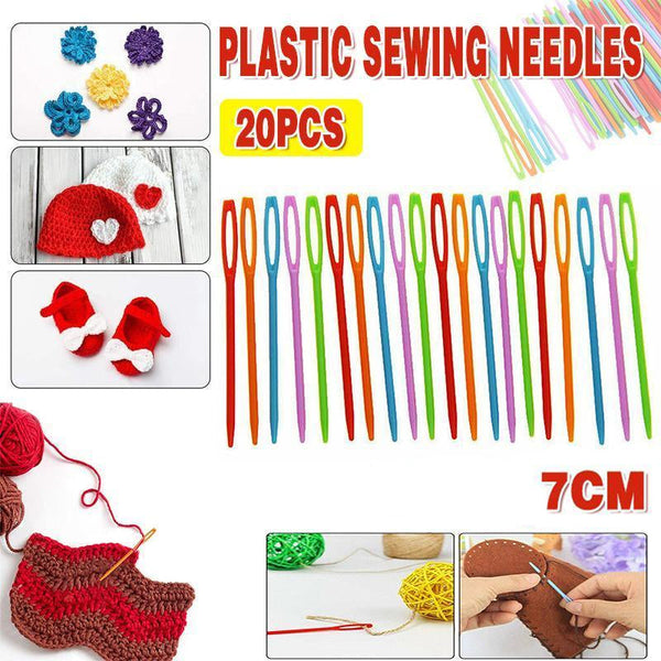 Mix Colour 20Pcs Plastic Darning Threading Weaving Sewing Needles Hand Sewing Needles