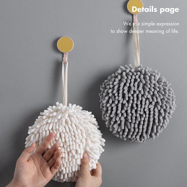 Chenille Hanging Ball Towel For Kitchen Bathroom Hand Drying Absorbent Cloth Towels & Washcloths