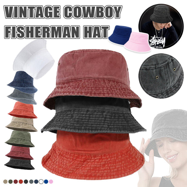 Unisex Men Women Washed Cotton Outdoor Camping Sports Bucket Fisherman Orange Hats