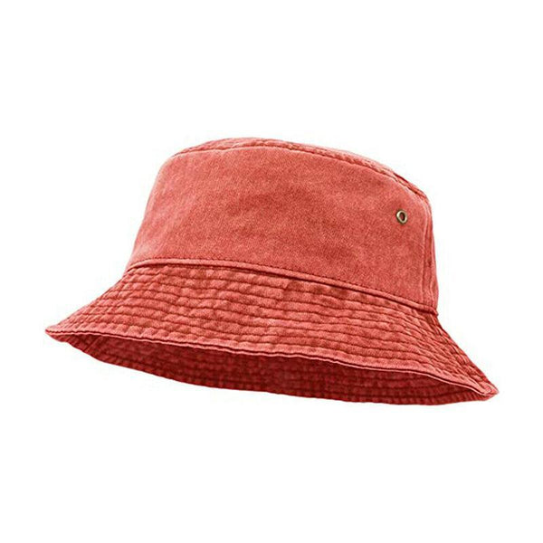 Unisex Men Women Washed Cotton Outdoor Camping Sports Bucket Fisherman Orange Hats