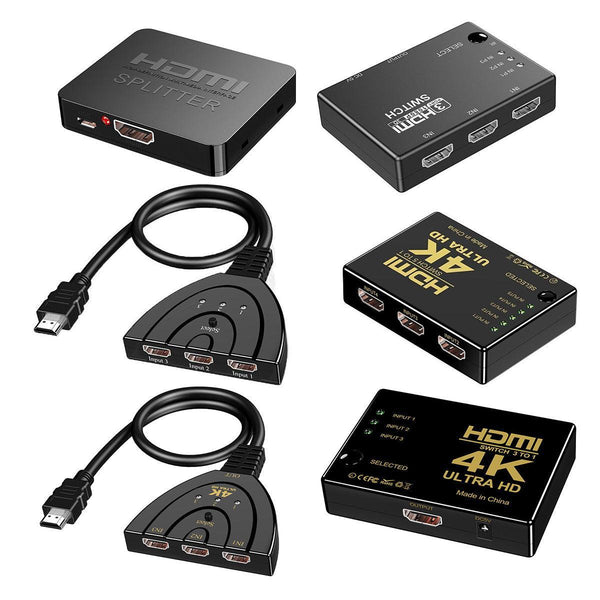 Hdmi Switch Splitter 3 In 1 5 Or 2 1080P 4K Manual Remote Options Ir Power Cables & Connectors