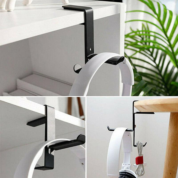 Metal Earphone Headset Desks Display Stand Hanger Holder Headphone Bracket Hook Black Mounts & Holders