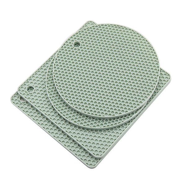 4Pcs Silicone Honeycomb Heat Resistant Mats Table Cup Pot Home Kitchen Green Coasters