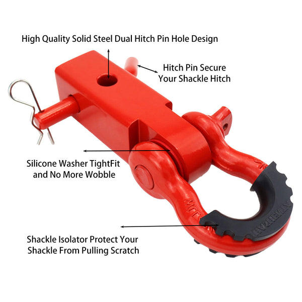 Red Trailer Arm Off Road Rescue Tow Hook Heavy Duty Steel For Suv Vehicle Tow Bars & Winches