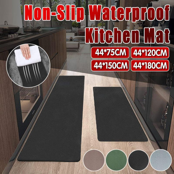 44X75cm Non Slip Waterproof Kitchen Door Mat Floor Rug Carpet Anti Oil Easy Clean Blue Door Mats & Floor Mats