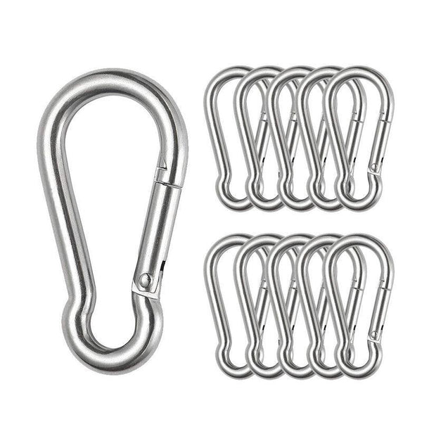 10Pcs Stainless Steel Carabiner Snap Hooks With Keychain For Camping Other Hiking Equipment