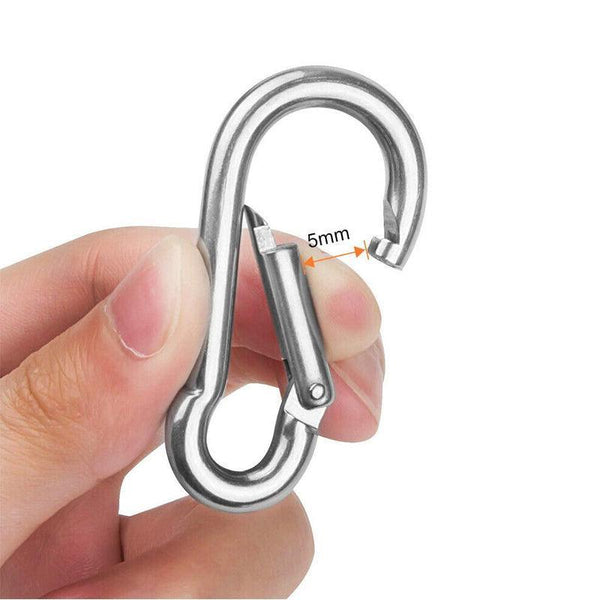 10Pcs Stainless Steel Carabiner Snap Hooks With Keychain For Camping Other Hiking Equipment