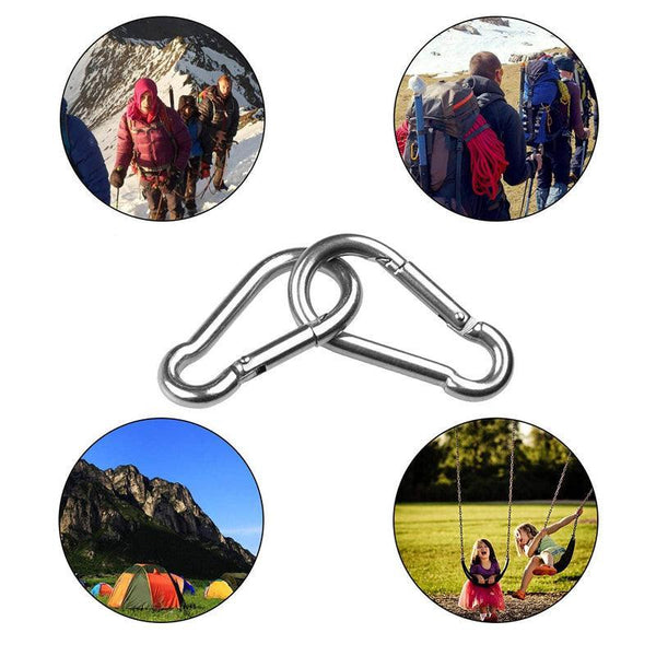 10Pcs Stainless Steel Carabiner Snap Hooks With Keychain For Camping Other Hiking Equipment