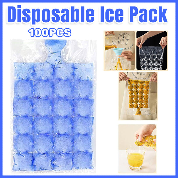 Disposable Ice Pack Bag 100Pcs Water Injection Cube Mold Tear Grid Ice Cubes Trays & Moulds