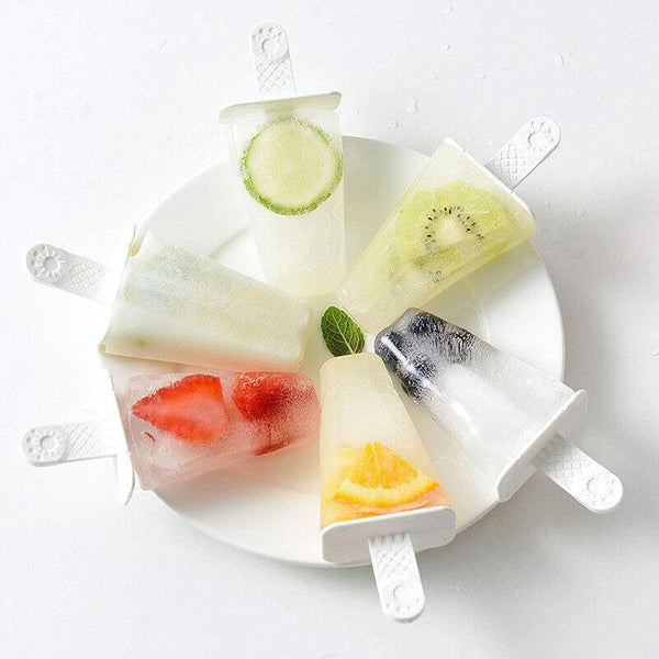 Silicone Ice Cream Mould Block Frozen Molds Icy Pole Jelly Popsicle Green 6 Grid Ice Cubes Trays & Moulds