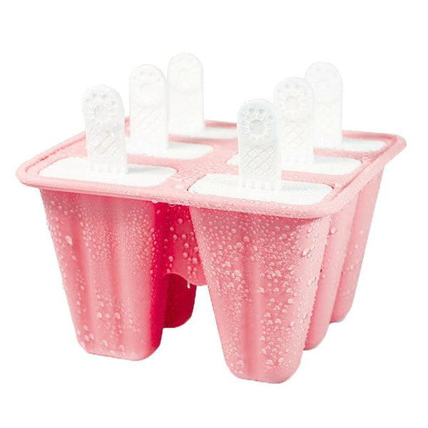 Silicone Ice Cream Mould Block Frozen Molds Icy Pole Jelly Popsicle Pink 6 Grid Ice Cubes Trays & Moulds