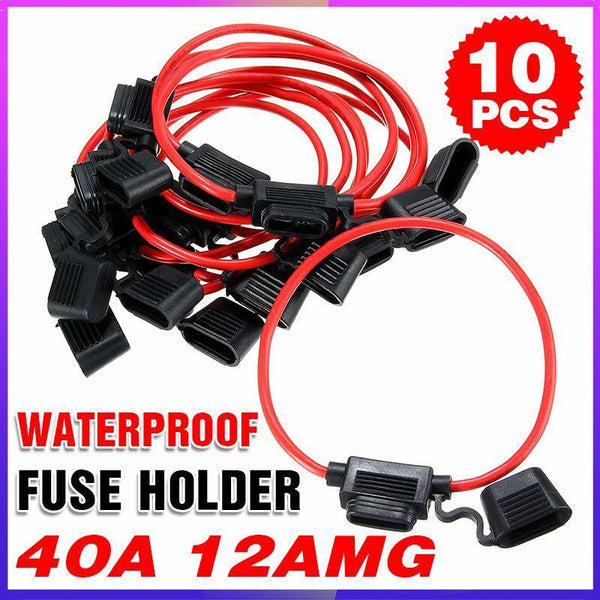 10Pcs 12V 40A Waterproof Blade Inline Fuse Holder Wiring & Fuses