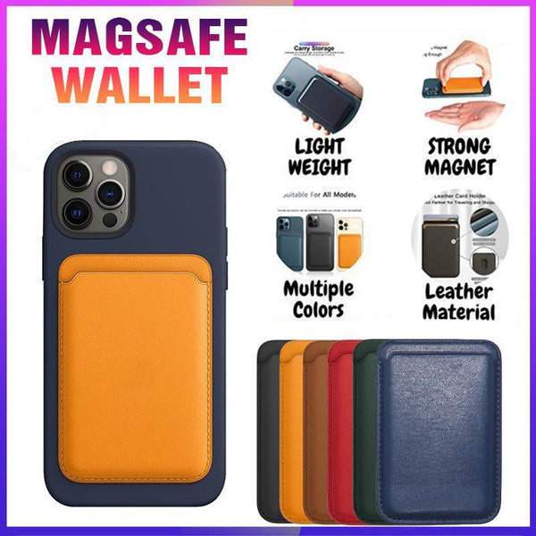 Leather Card Holder Wallet Pocket For Iphone 14 13 Pro Max With Snap On Attachment Red Other Mobile Accessories