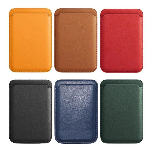 Leather Card Holder Wallet Pocket For Iphone 14 13 Pro Max With Snap On Attachment Red Other Mobile Accessories