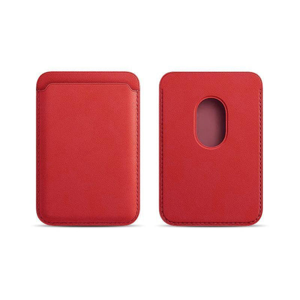 Leather Card Holder Wallet Pocket For Iphone 14 13 Pro Max With Snap On Attachment Red Other Mobile Accessories