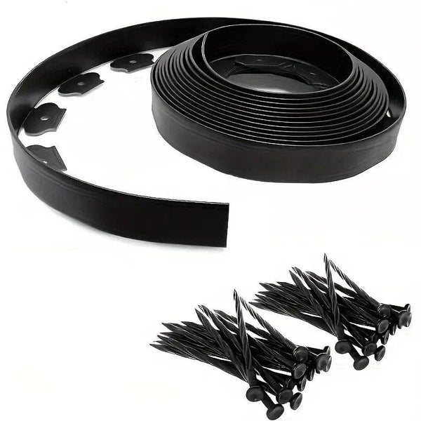 L Shaped Garden Edging Border Landscape Grass Lawn Stone Edge Fence Strip Black Garden Edging & Borders