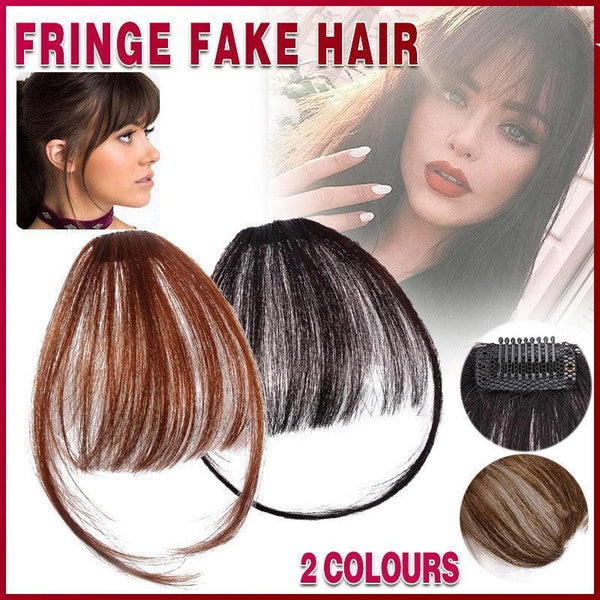 Clip In On Bangs Fringe Fake Straight Front Neat As Human Light Brown Hair Extensions