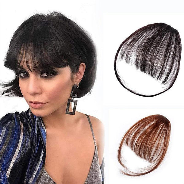 Clip In On Bangs Fringe Fake Straight Front Neat As Human Light Brown Hair Extensions