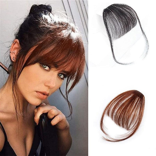 Clip In On Bangs Fringe Fake Straight Front Neat As Human Light Brown Hair Extensions